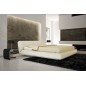 Lit design en cuir italien de luxe LETTO, écru, 140x190