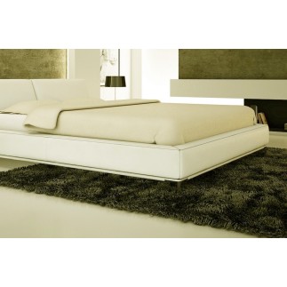 Lit design en cuir italien de luxe LETTO, écru, 140x190