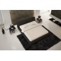 Lit design en cuir italien de luxe LETTO, écru, 140x190