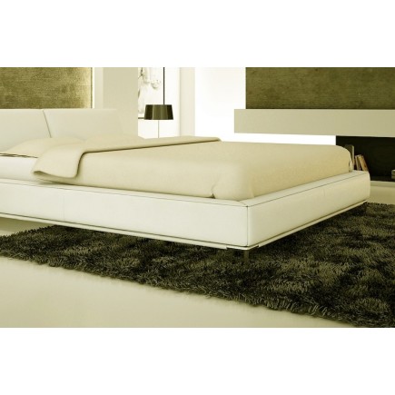 Lit design en cuir italien de luxe LETTO, écru, 160x200