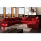 Canapé d'angle en cuir italien 7/8 places HOUSTON, rouge, angle gauche
