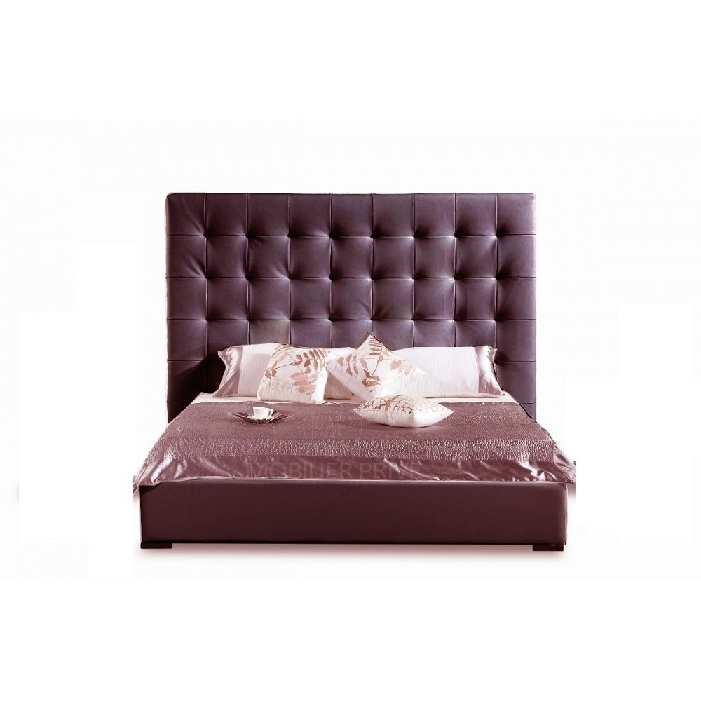 Lit cuir IVANA design 180x200 Chocolat. Avec le sommier à lattes