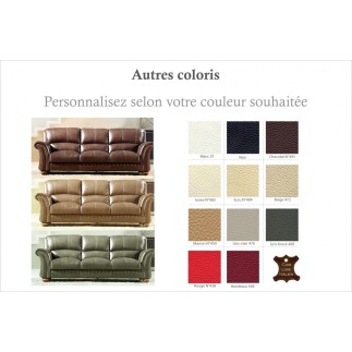 Canapé ELYSEES 3 places en cuir italien vachette, Vénésetti, couleur personnalisée