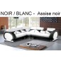 Canapé d'angle Grand LAURA en cuir haut de gamme italien vachette Vénésetti. Cuir supérieur luxe. Noir N°366 et Blanc N°781. Ang