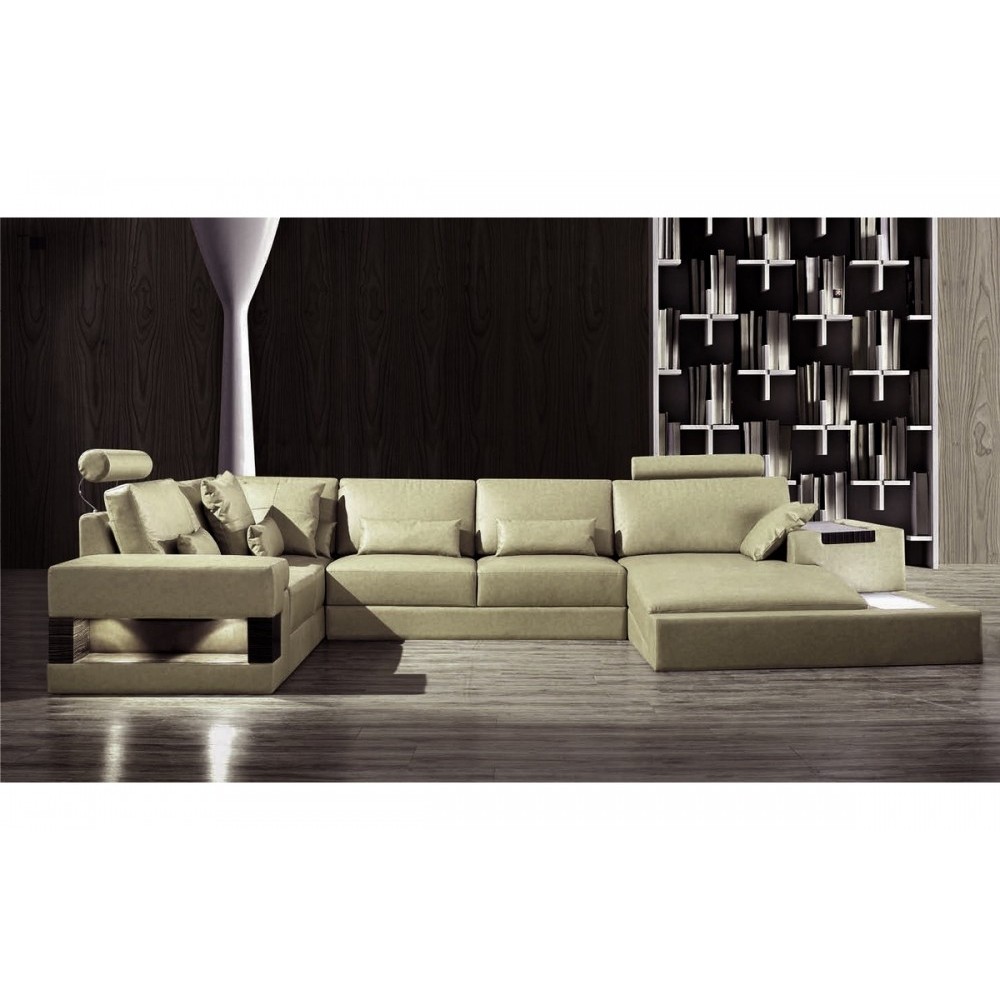 Canapé d'angle en 100% cuir luxe italien 7/8 places BARINI, cuir haut de gamme italien vachette. Cuir Prestige luxe. Gris azur,