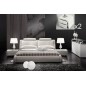 Lit en cuir italien de luxe LIVOURNE 180x200, blanc, avec 2 chevets Bery