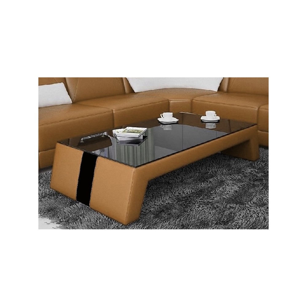 OFFERT Table basse design SIARA, marron et Noir, 130x70