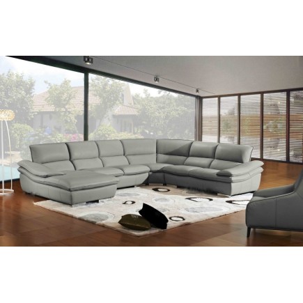 Canapé d'angle ELEGANCIO Gris Foncé en Cuir Prestige Luxe haut de gamme italien