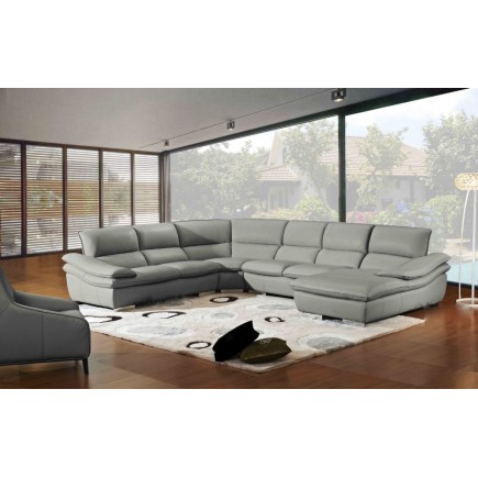 Canapé d'angle ELEGANCIO Gris Foncé en Cuir Prestige Luxe haut de gamme italien
