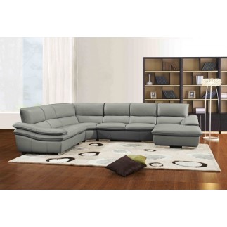 Canapé d'angle ELEGANCIO Gris Foncé en Cuir Prestige Luxe haut de gamme italien