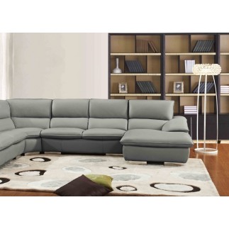 Canapé d'angle ELEGANCIO Gris Foncé en Cuir Prestige Luxe haut de gamme italien