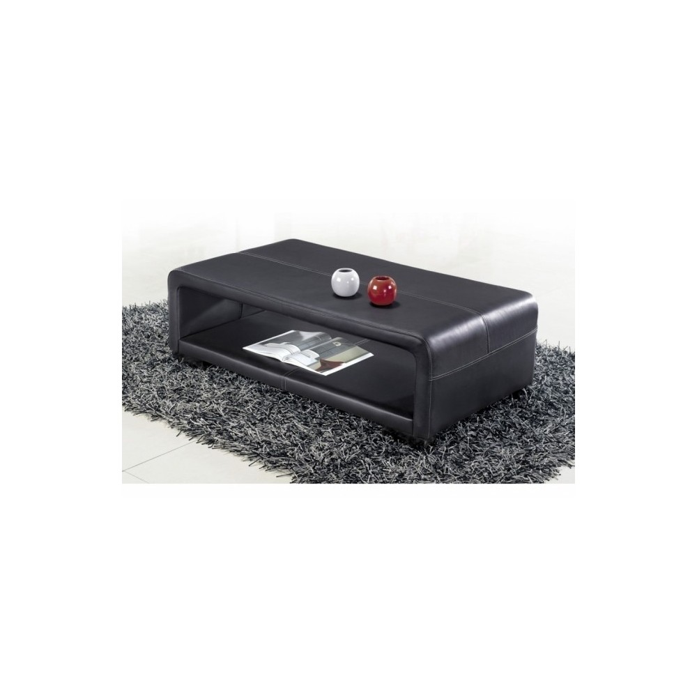 OFFERT Table basse en cuir italien VERA, noir