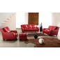 Ensemble AMSTERDAM, 3 pièces canapé en cuir haut de gamme italien 3 places + 2 places + Fauteuil, BORDEAUX