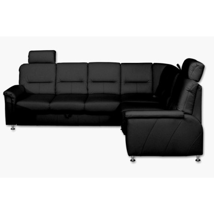 Canapé d'angle convertible DETROIT en simili cuir noir de qualité, angle droit