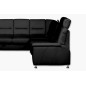 Canapé d'angle convertible DETROIT en simili cuir noir de qualité, angle droit, 5/6 places