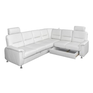 Canapé d'angle convertible DETROIT en simili cuir noir de qualité, angle droit