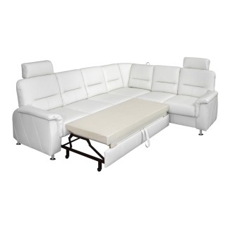 Canapé d'angle convertible DETROIT en simili cuir noir de qualité, angle droit