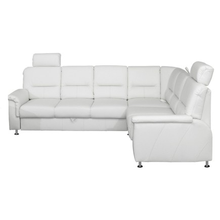 Canapé d'angle convertible DETROIT en simili cuir blanc de qualité, angle droit