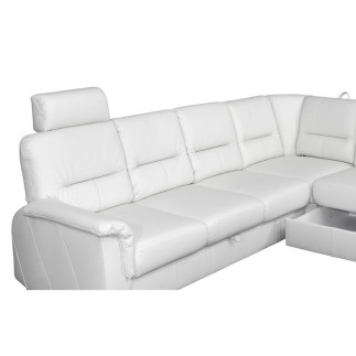 Canapé d'angle convertible DETROIT en simili cuir blanc de qualité, angle droit