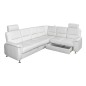 Canapé d'angle convertible DETROIT en simili cuir blanc de qualité, angle droit, 5/6 places