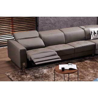 -Canapé d'angle en cuir de buffle italien de luxe 7/8 places RELAXZEN, chocolat, angle gauche