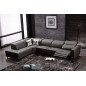 -Canapé d'angle en cuir de buffle italien de luxe 7/8 places RELAXZEN, noir, angle gauche