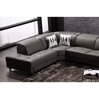 -Canapé d'angle en cuir de buffle italien de luxe 7/8 places RELAXZEN, noir, angle gauche
