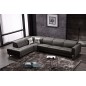 -Canapé d'angle en cuir de buffle italien de luxe 7/8 places RELAXZEN, noir, angle gauche