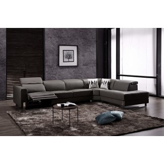 Canapé d'angle en cuir de buffle italien 7/8 places RELAXZEN, noir, angle droit