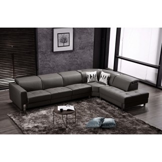 Canapé d'angle en cuir de buffle italien 7/8 places RELAXZEN, noir, angle droit