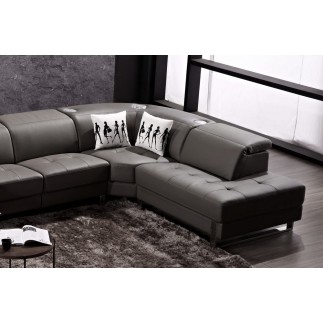 Canapé d'angle en cuir de buffle italien 7/8 places RELAXZEN, noir, angle droit