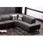 Canapé d'angle en cuir de buffle italien 7/8 places RELAXZEN, noir, angle droit