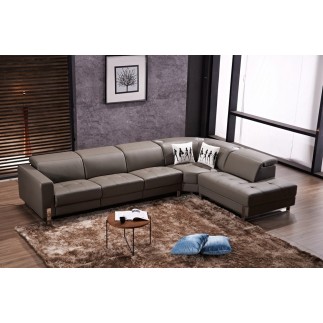 Canapé d'angle en cuir de buffle italien 7/8 places RELAXZEN, chocolat, angle droit