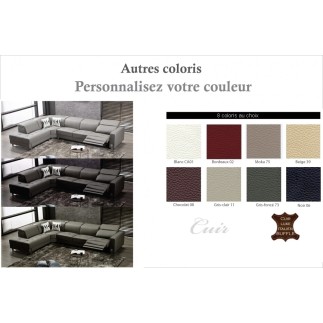 -Canapé d'angle en cuir de buffle italien de luxe 7/8 places RELAXZEN, couleur personnalisée, angle gauche