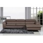 Canapé d'angle en cuir buffle italien 5 places , SARDAIGNE, couleur moka, angle droit;
