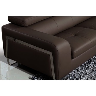 Canapé d'angle en cuir buffle italien 5 places , SARDAIGNE, couleur chocolat, angle droit;