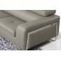 Canapé d'angle cuir buffle italien 5 places , SARDAIGNE, couleur gris clair, angle gauche