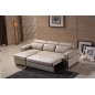 -Canapé d'angle convertible en cuir buffle italien 5 places, ALLURE, beige, angle gauche