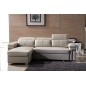 -Canapé d'angle convertible en cuir buffle italien 5 places, ALLURE, beige, angle gauche