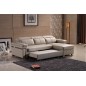 Canapé d'angle convertible cuir buffle italien 5 places, ALLURE, beige, angle droit