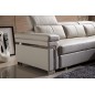 Canapé d'angle convertible cuir buffle italien 5 places, ALLURE, beige, angle droit