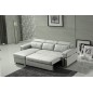 Canapé d'angle convertible en cuir buffle italien 5 places, ALLURE, blanc, angle gauche