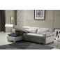 Canapé d'angle convertible en cuir buffle italien 5 places, ALLURE, blanc, angle gauche