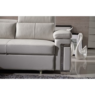 Canapé d'angle convertible en cuir buffle italien 5 places, ALLURE, blanc, angle gauche
