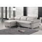 Canapé d'angle convertible en cuir buffle italien 5 places, ALLURE, blanc, angle gauche