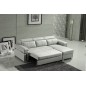 Canapé d'angle convertible en cuir buffle italien 5 places, ALLURE, blanc, angle droit