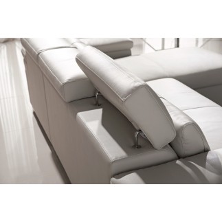 Canapé d'angle convertible en cuir buffle italien 5 places, ALLURE, blanc, angle droit