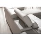 Canapé d'angle convertible en cuir buffle italien 5 places, ALLURE, blanc, angle droit