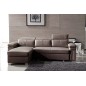 -Canapé d'angle convertible en cuir buffle italien 5 places, ALLURE, moka, angle gauche