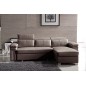Canapé d'angle convertible cuir buffle italien 5 places, ALLURE, moka, angle droit
